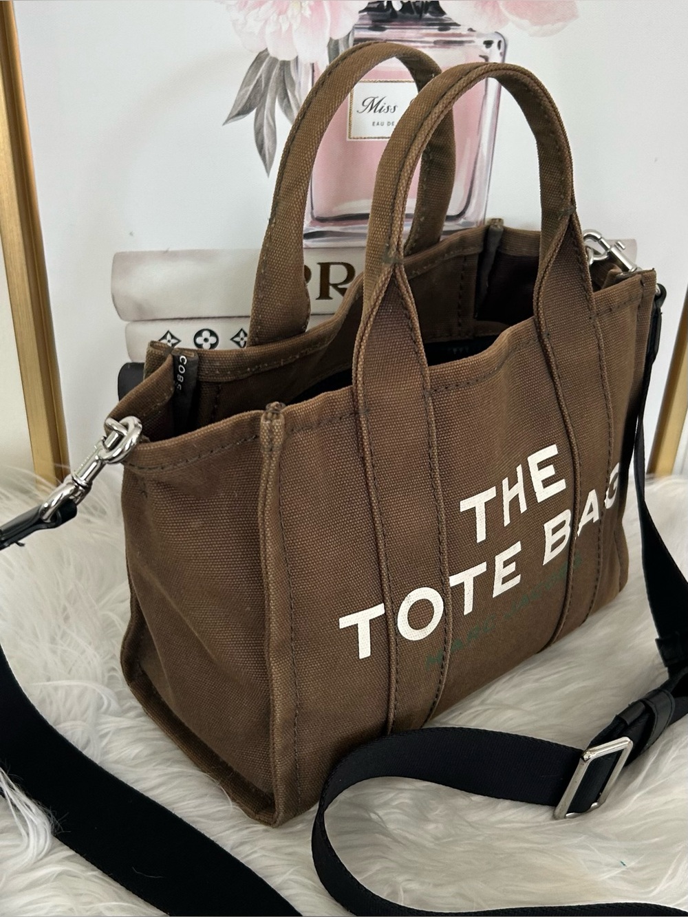 Marc Jacobs The Small Tote Bag Brown Canvas Crossbody Satchel Shoulder Bag - Picture 5 of 14